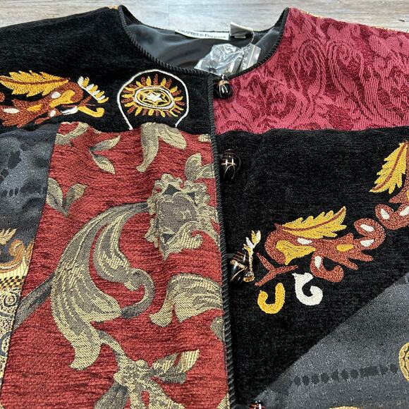 NWT Draper’s & Damon’s Tapestry Patchwork Jacket Black Multi Lined Size 3X - Picture 3 of 8